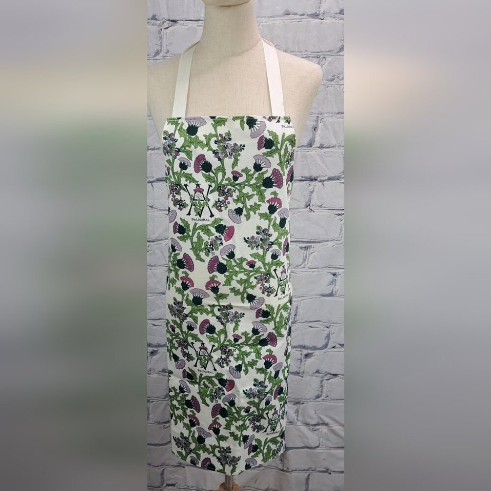 Vintage Cooking Apron 80s 70s Balmoral Castle Scotland  Floral Women's One Size